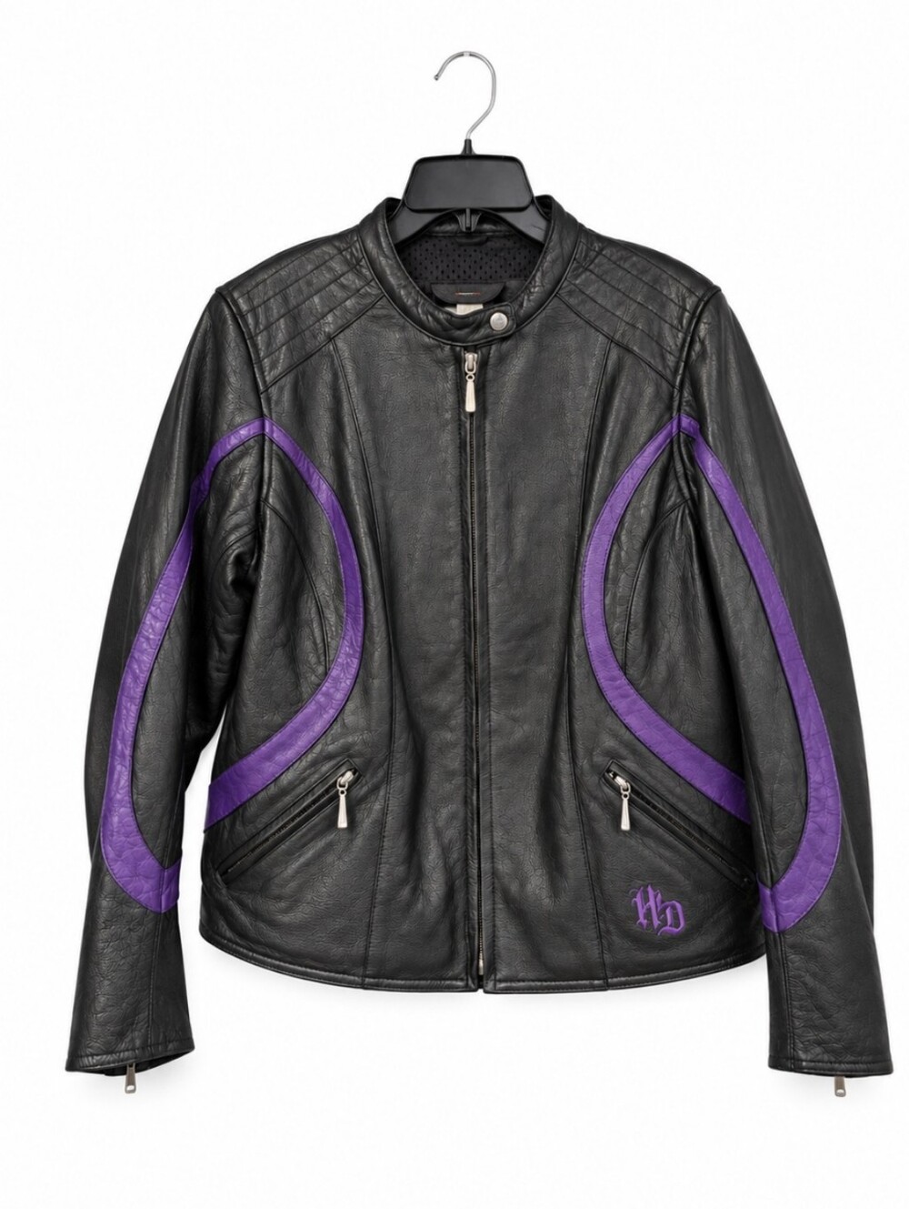 Harley-Davidson Night Wind Women's Large Black Leather Moto Jacket